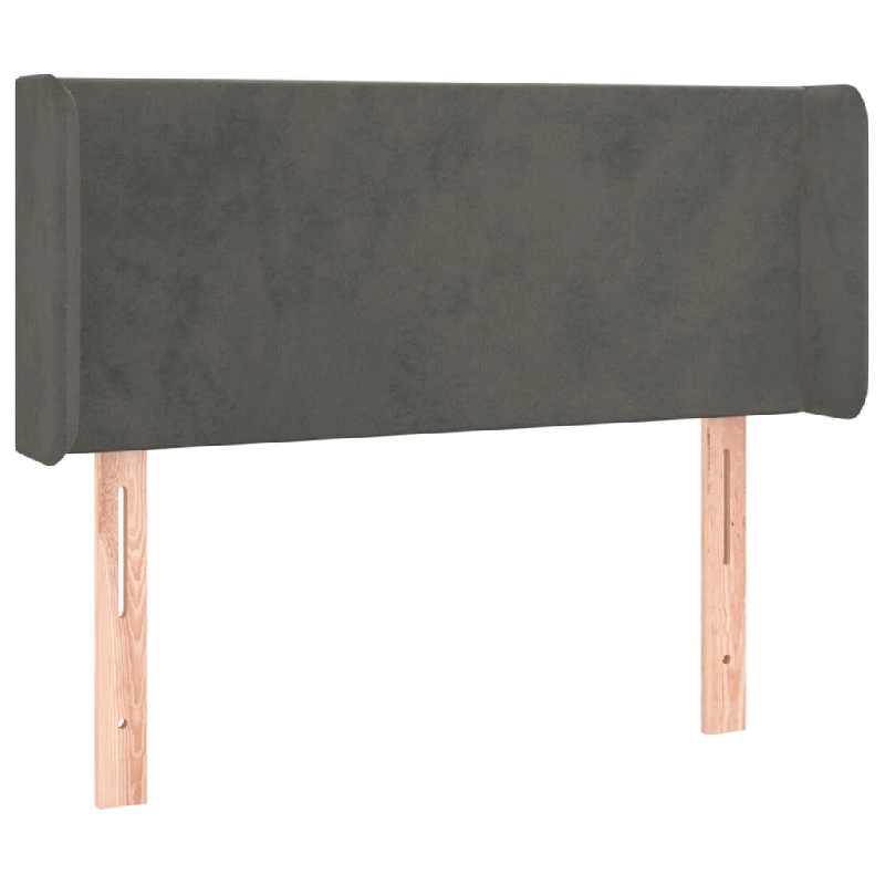 Décoshop26 - Tête de lit accessoire couchage chambre à coucher meuble avec rebord latéral 93 x 16 x 78/88 cm tissu velours gris TDL0204859 - gris_0