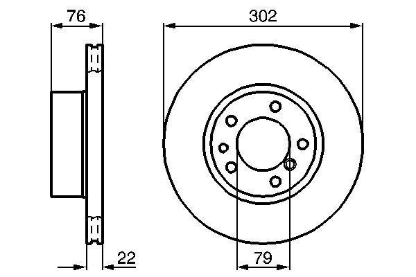 Disque de frein Bosch 0986478318 - ventilé - 5 trous - boîte de 2 disques - côté avant_0