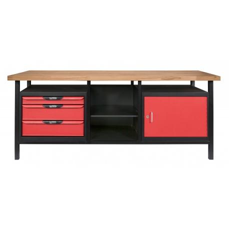 Etabli professionnel d'atelier 1 porte et 3 tiroirs, L.2m - KS Tools | 865.0210_0