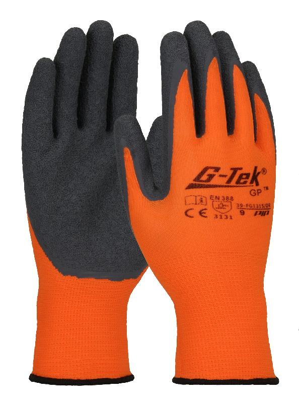 Gants haute visibilité g-tek® enduit latex crêpé orange fluo/gris t8 - pip - 39-fg1315-on-8 - 667522_0