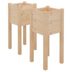 Helloshop26 - Jardinière bac lit surélevé plantes fleurs jardin terrasses d'extérieur lot de 2 31 x 31 x 70 cm bois de pin massif 02_0038894 - 300_0