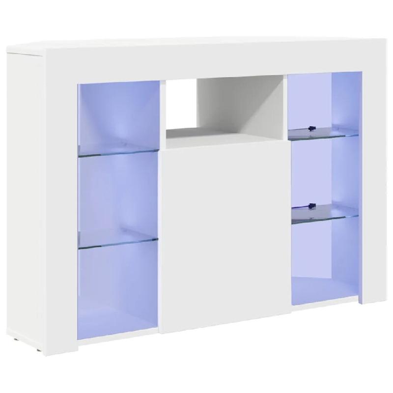 Helloshop26 - Meuble TV d'angle minimaliste blanc 100 x 40 x 68 cm avec éclairage LED et rangement chic en bois d'ingénierie blanc 02_0054689 - blan_0
