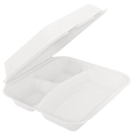 LARGE BOXE BIONIC 3 COMPARTIMENT 25X25X7.5 CM CELLULOSE BLANC (VENDU PAR 250)