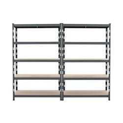 METRO Professional Étagère double pour charges lourdes, métal, 120 x 40 x 200cm, 10 étagères, charge max. / étagère 300kg, gris, 2 pièces - gr_0