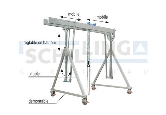 Portiques mobile sous charge avec poutre double - schilling - 1.000 kg et 1.500 kg_0