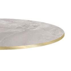 Restootab Plateau Ø80 decor marbre perla chants laiton - blanc Bois manufacturé PL-R80M-MB.PERL-LAI_0