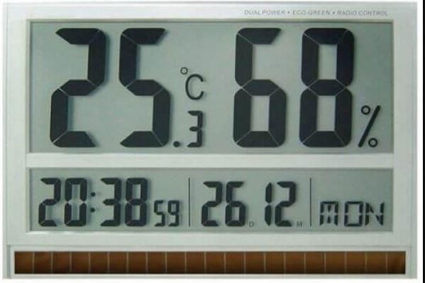 Thermomètre / hygromètre lcd à piles et solaire chiffres de 11cm - t°lcd_0