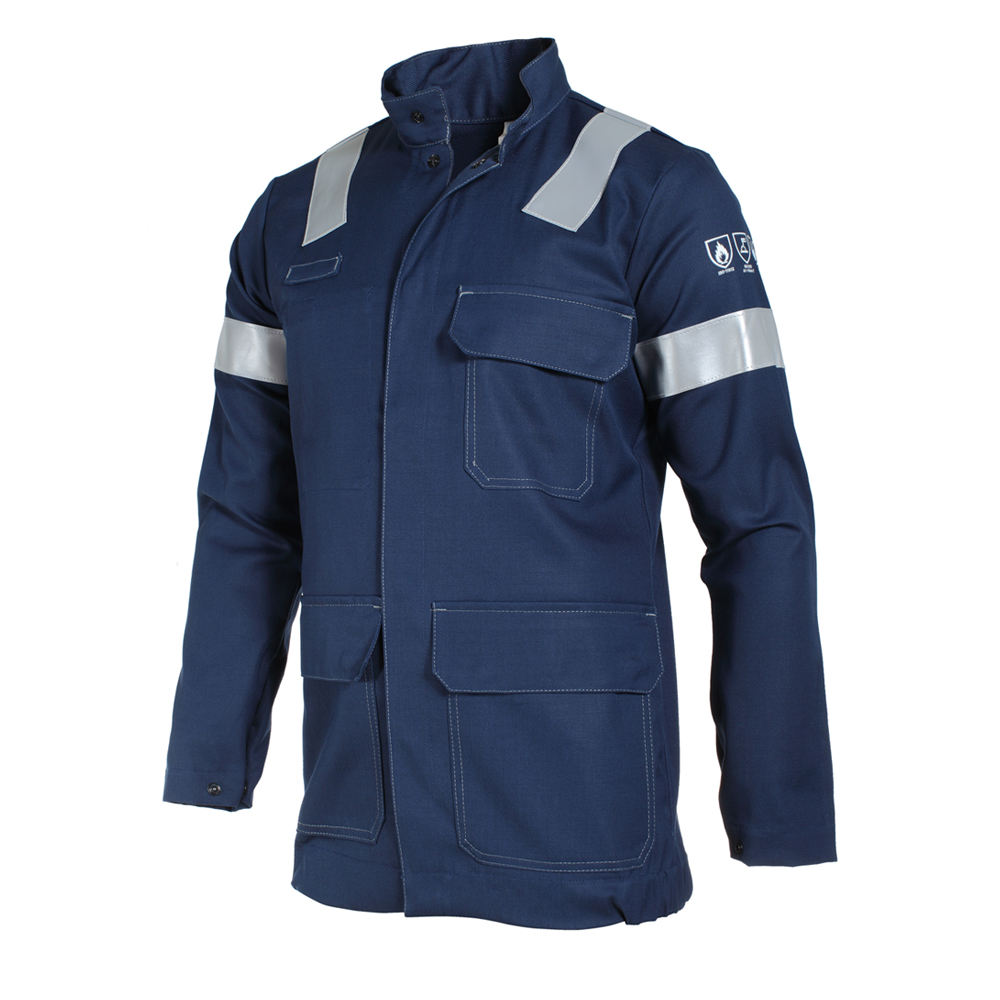 Veste de travail avec bandes rétro - TECHPROTECT tissu zone ATEX 300g (Marine) - PCVA15-T0 - Muzelle Dulac Hasson_0
