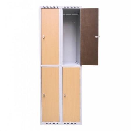 Vestiaire 2 cases superposées avec portes en bois - Larg. 300 mm_0