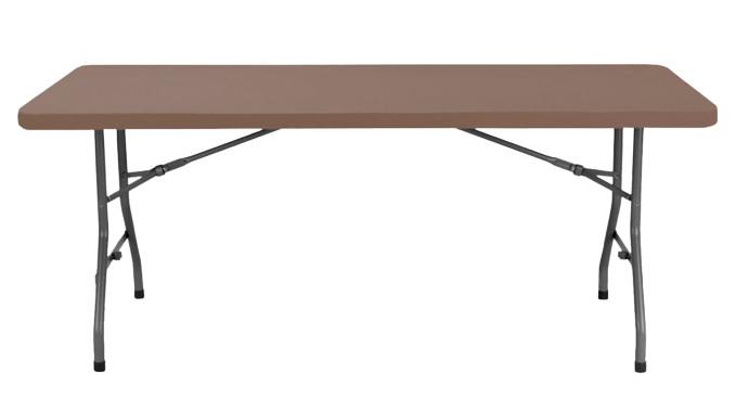 Table pliante en plastique marron 183 cm - Collectivités - Plateau lavable et robuste_0