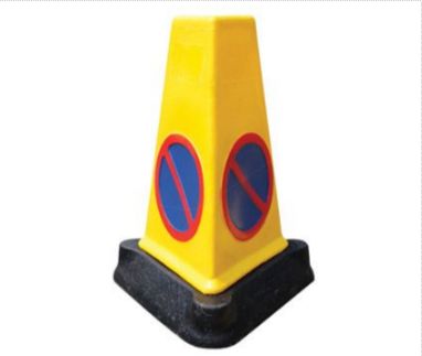 26868-01 - Cône de chantier en PVC recyclé - Interdiction de stationner avec symbole B6a1 gravé - Socle lesté et traité anti-UV_0