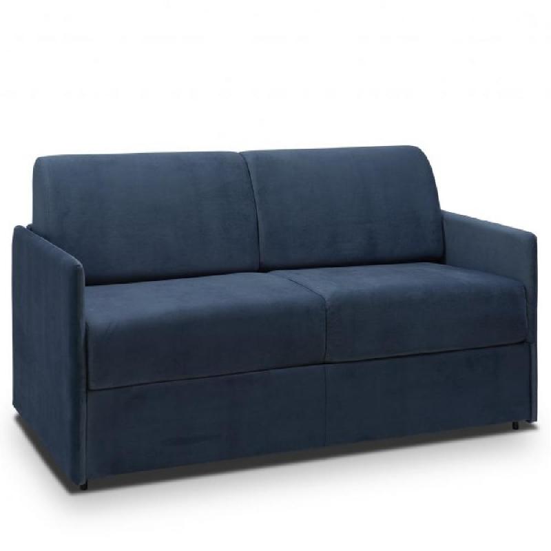 CANAPÉ LIT EXPRESS COLOSSE COUCHAGE 140 CM MATELAS ÉPAISSEUR 22 CM À MÉMOIRE DE FORME VELOURS BLEU MARINE_0