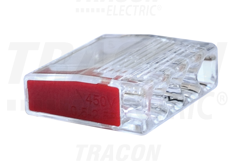 Connecteur sans vis translucide-rouge 4×0,5-2,5mm² - 450VAC - max. 16A_0