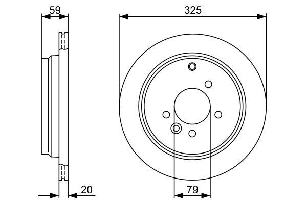 Disque de frein ventilé Bosch 0986479375 - arrière - boîte de 2 disques - 5 trous - épaisseur 20 mm_0