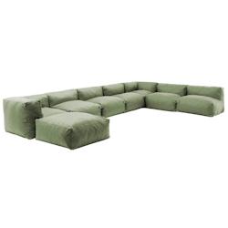 Oviala Business Salon d'angle modulable 8 places vert cactus - Oviala - vert polyester 111354_0