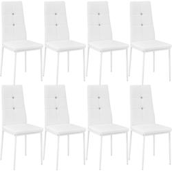 Tectake Lot de 8 chaises avec strass - blanc -404125 - blanc matière synthétique 404125_0
