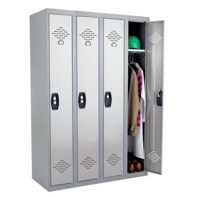 Vestiaires monobloc Confort Industrie propre 4 cases, toit plat, gris / gris_0