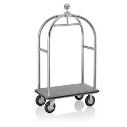 WAS Germany - Chariot à bagages, 113 x 62 x 191 cm, couleur argent brossé, tapis gris, acier inoxydable (3325010) - gris inox 4044925117500_0