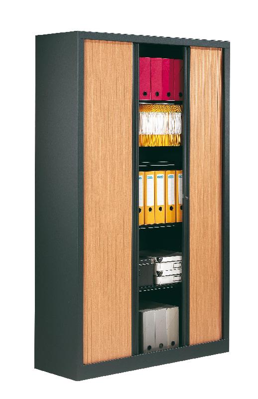 Armoire à rideaux bicolore - Hêtre et anthracite - Hauteur 1980 mm - Largeur 1200 mm_0
