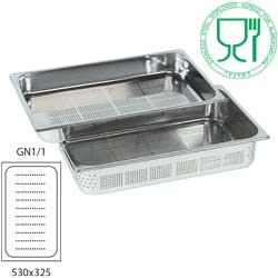 Bac gastronorm perforé 1/1 - 530x325xh40 mm - Capacité 5,5 litres - Acier inox AISI 304_0
