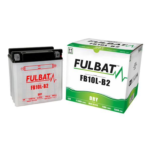 Batterie moto YB10L-B2 / 12N10-3B / 12N10-3A 12V 11Ah - Conventionnelle Fulbat avec bidon d'acide inclus_0