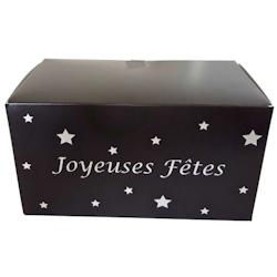 Boites bûches noires joyeuses fêtes - 35 x 11 x 11 cm (25 unités) - JFN3511_0