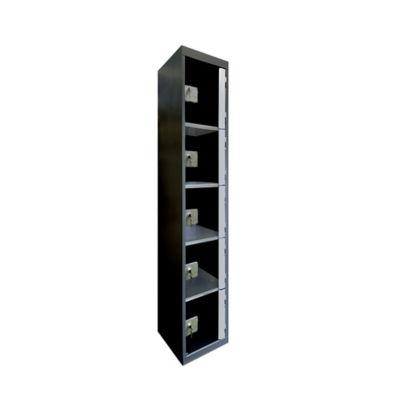 Casiers consigne à monnayeur , portes transparentes , 1 colonne de 5 cases larg.300 mm, anthracite/ gris clair_0