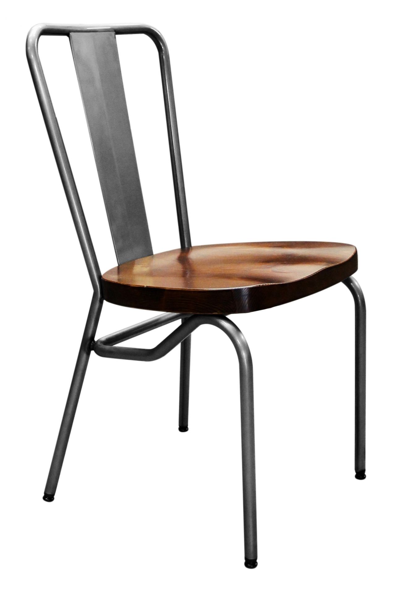 Chaise Sanks AB Verticale SIF - Structure Acier Thermolaqué Verni Transparent - Assise en Pin - Empilable_1