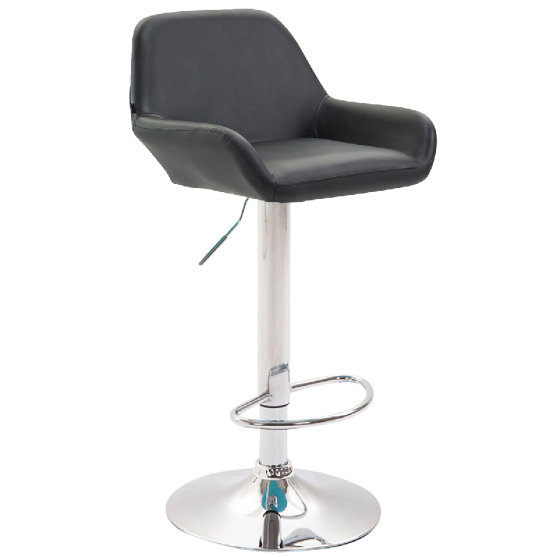 CLP Tabouret de bar Braga similicuir avec pied en métal Noir /Chrome - noir polyester 308995_0