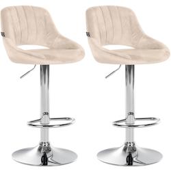 Décoshop26 - Lot de 2 tabourets de bar avec repose-pieds en forme d'arc assise en tissu crème cadre en métal TDB10757 - 3000250463379_0