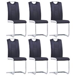 Décoshop26 - Lot de 6 chaises de salle à manger cuisine cantilever design chic en synthétique noir structure en acier chromé CDS022321 - noir 3000_0