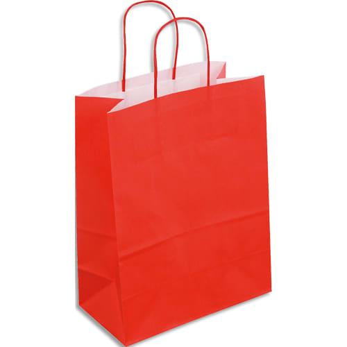 Paquet de 50 sacs kraft rouge poignées torsadées 180 + 80 x 220 mm_0