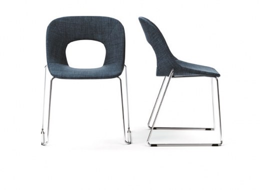 Ensemble de 4 sièges d'accueil en tissu - Piétement chromé HOLE - Référence 8109 SR M_1