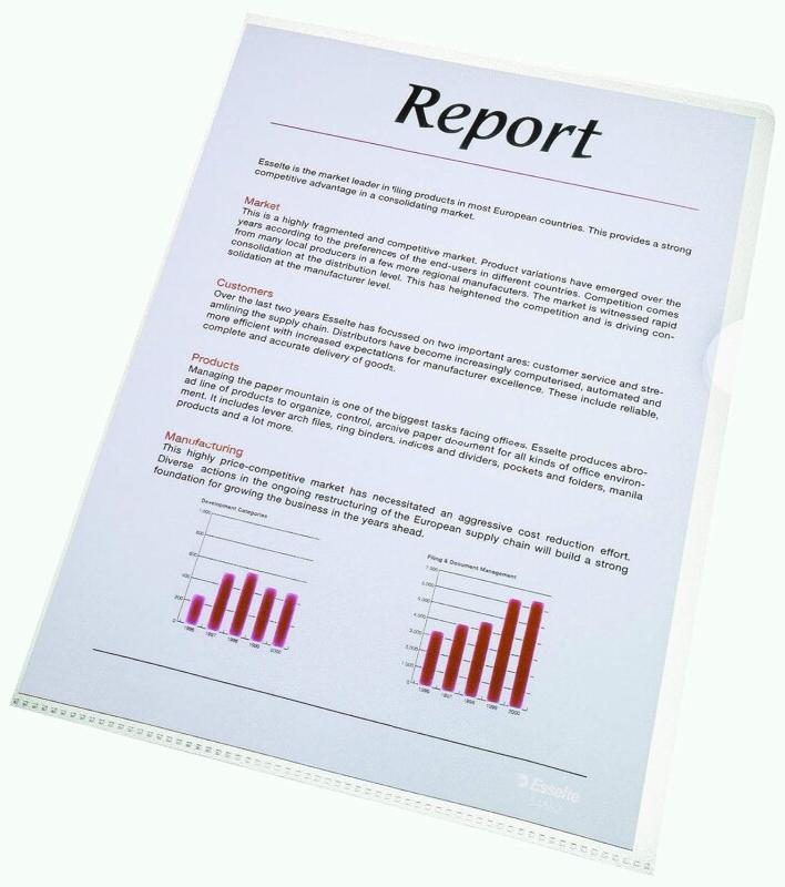 Esselte Boîte de 100 pochettes coins, en PVC grainé 200µ, incolore - 3034154201041_0