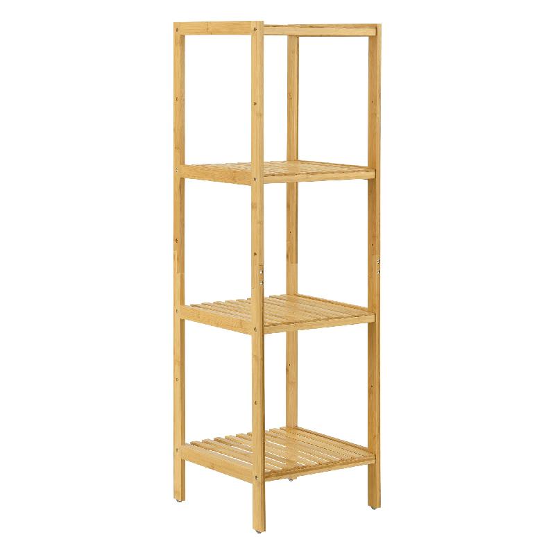 Étagère de rangement en bambou naturel - 33 x 33 x 110 cm - 4 niveaux - Réf : 03_0006983_0