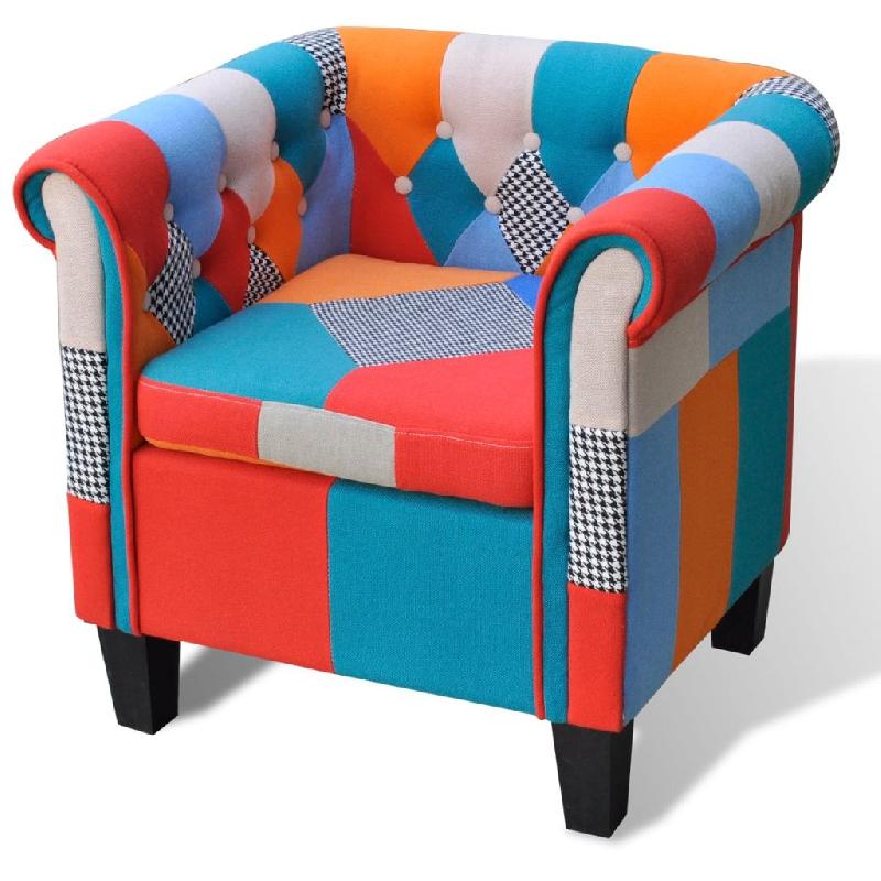 Fauteuil lounge design - Siège club avec patchwork tissu - Joli et confortable - Réf. 1102048/3_0