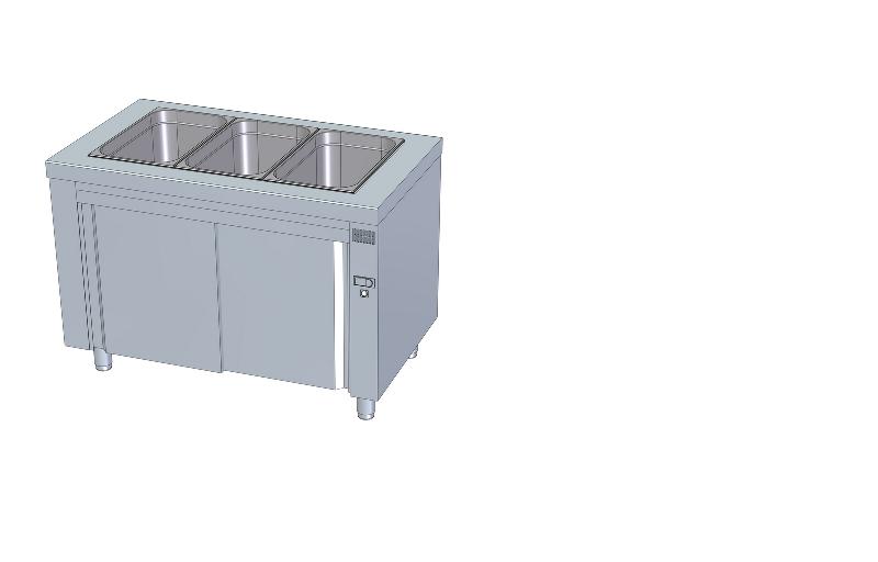 Meuble bain-marie ventilé 3 gn 1/1-150 avec réserve neutre - MBVN-120_0