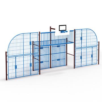 Petit fronton métal FPM8 - poteaux Ø 76 mm - hauteur 3,00 m - longueur max 7,90 m - amortisseurs de vibrations et de bruit intégrés_0
