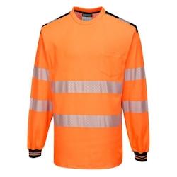 Portwest - T-Shirt PW3 manches longues HV - T185 Orange / Noir Taille M - M textile 5036108304325_0