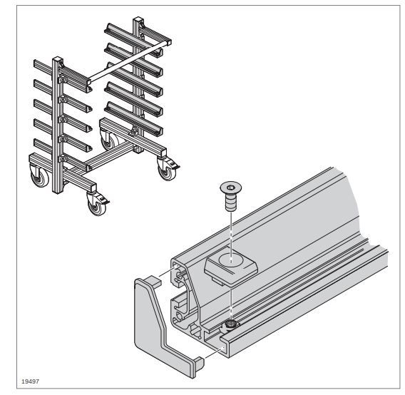 Profilé d'équerre pour le support de bacs, plaques ou palettes porte-pièces dans des rayonnages, chariots de transport ..._0