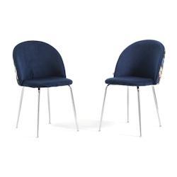 RATTATAN Lot de 2 chaises en velours décoratif d’intérieur, pieds en métal, design élégant pour cuisine, salle à manger, restaurant –Sara–_0