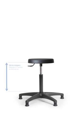 Tabouret de bureau en polyuréthane - Vérin moyen 48-66 cm - Réf : STPOUFFIXVMP_0