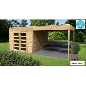 Abri de jardin en bois avec avancée - s8742-1-sans plancher_0