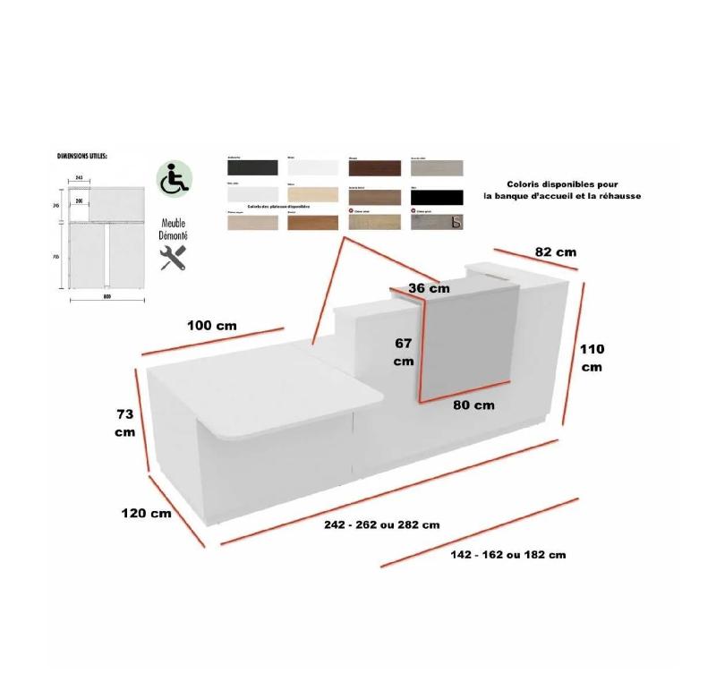 Banque d'accueil Design & Ergonomique : La solution idéale pour Cabinets Médicaux - Blanc, Gauche, Oui, 262, Acacia clair_1