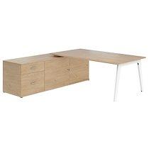 Bureau manager chêne clair 180 x 100 cm avec console à gauche - Exprim - Blanc_0