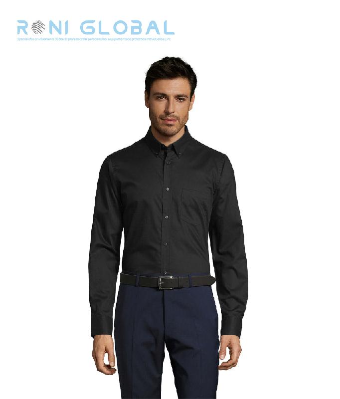 Chemise homme manches longues en coton - BUSINESS SOL'S - Ref sol-00551 - coupe droite et col classique_0