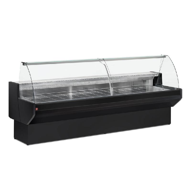 Comptoir vitrine bombée réfrigéré positive à vitre ventilé avec réserve noir 2000 mm de largeur - ML20/B5-VV/R2_0