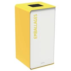 CUBATRI - Borne de tri blanc avec bac 40L emballages jaune - 54840 - ROSSIGNOL - jaune métal 54840_0