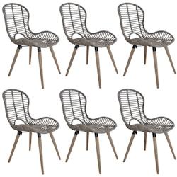 Décoshop26 - Set de 6 chaises de salle à manger design rustique en rotin naturel marron pieds en bois DEC025695 - marron 3000255391097_0