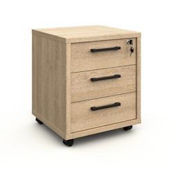Deladeco Caisson de bureau mobile contemporain chêne sable Lexos - 3665367398251_0